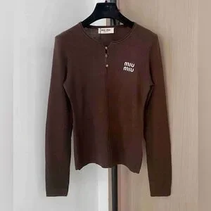 Miu Miu Chocolate Long Sleeve Tee